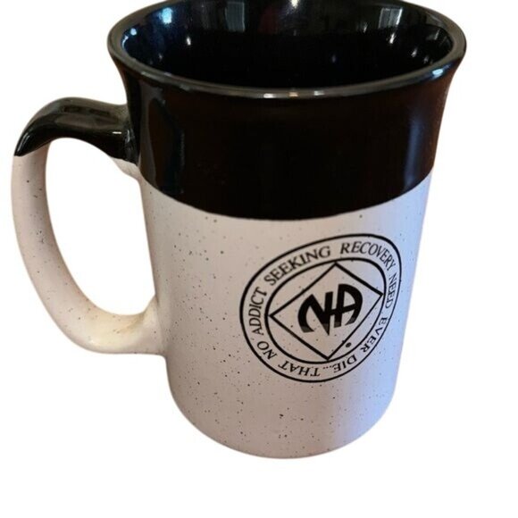Narcotics Anonymous Ceramic Coffee Mug 16 Oz Black & White Speckled - Picture 1 of 7